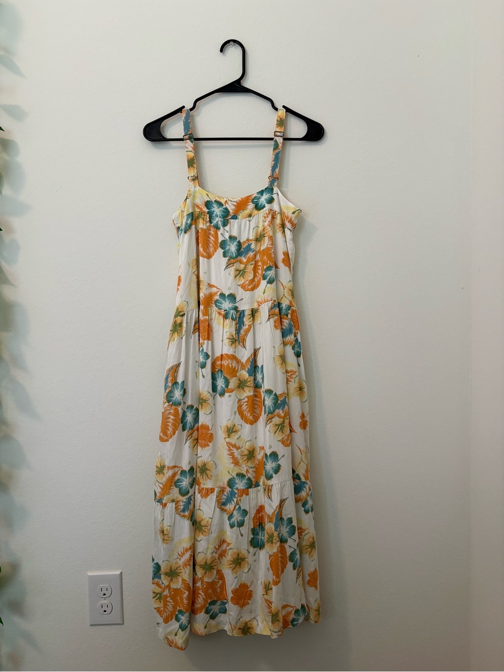 Roxy White Midi Dress with Orange and Teal Floral Print - Picture 5 of 5